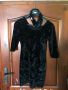 Плюшена черна рокля с дълъг ръкав С, снимка 1 - Рокли - 45994626