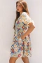 Дамска къса рокля с флорален принт, V-образно деколте и плетени детайли, снимка 3