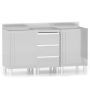 vidaXL Търговски кухненски шкафове, 3 бр, неръждаема стомана（SKU:3083721