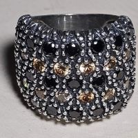 Сребърен пръстен с Цитрини и Черни Оникси, снимка 4 - Пръстени - 45446513