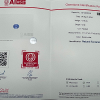 Инвестиционен естествен Танзанит 4.18ct. AIGS Сертификат, снимка 5 - Други - 45025175
