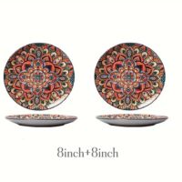 Комплект чинии ръчно оцветени в стил Бохемия , снимка 2 - Чинии - 45366284