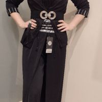 Нов дамски черен бежов костюм Nazaro сако блейзер широк панталон висока талия колан , снимка 9 - Костюми - 45537967