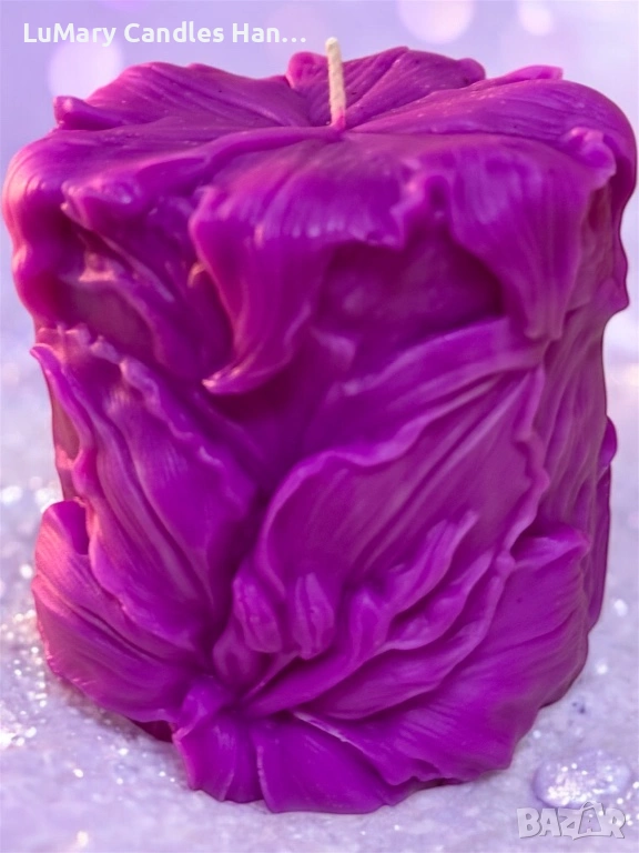 Свещ “ Лилави цветя”, снимка 1