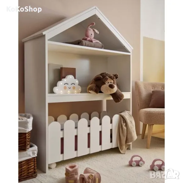 Детска етажерка Къщичка 30х87х114 см., етажерка за играчки и аксесоари, снимка 1