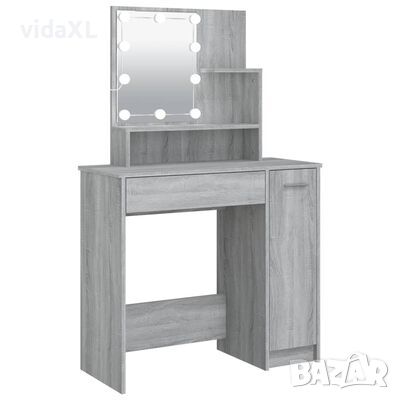 vidaXL Тоалетка с LED, сив сонома, 86,5x35x136 см(SKU:820485, снимка 1