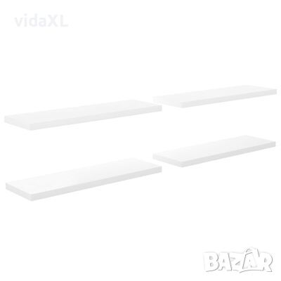vidaXL Окачени стенни рафтове, 4 бр, бял гланц, 120x23,5x3,8 см, МДФ(SKU:323759, снимка 1