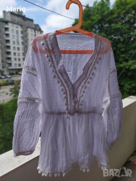 Пролетна блузка Бохо стил бяла нова С-М размер 20 лв , снимка 1
