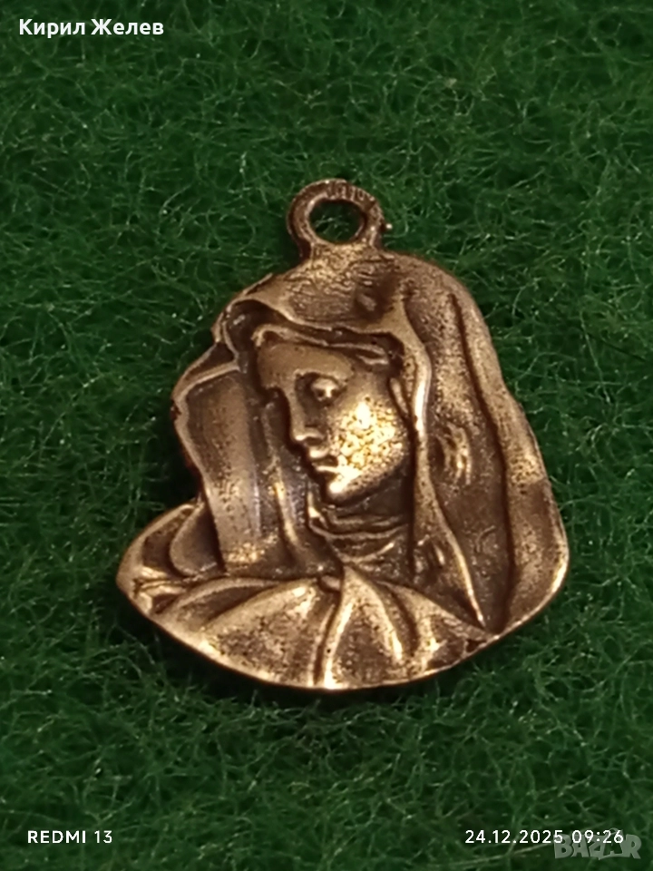 Сребърен медальон Дева Мария на скърбите майсторска ръчна изработка 30015, снимка 1