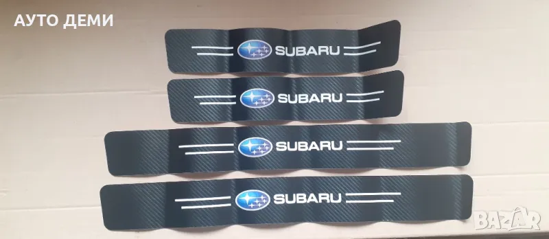Черен карбон стикери с емблема и надпис на Субару Subaru кола автомобил джип ван, снимка 1