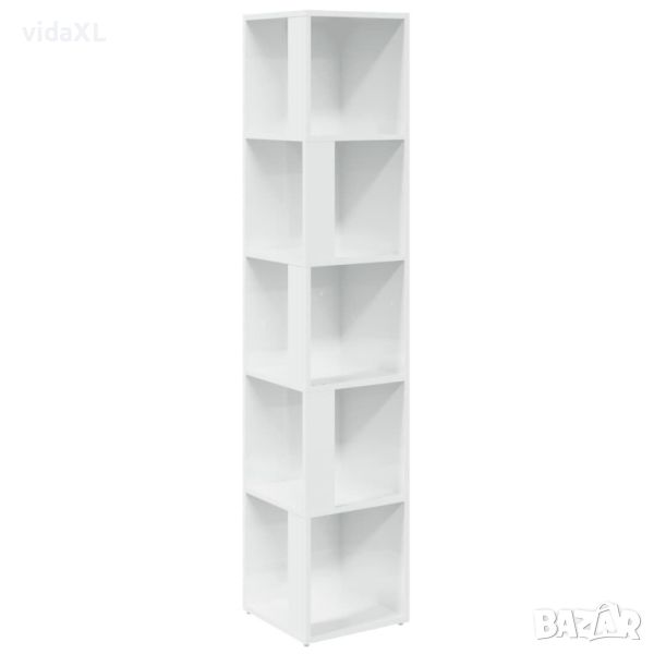 vidaXL Ъглов шкаф, бял гланц, 33x33x164,5 см, инженерно дърво（SKU:809050, снимка 1