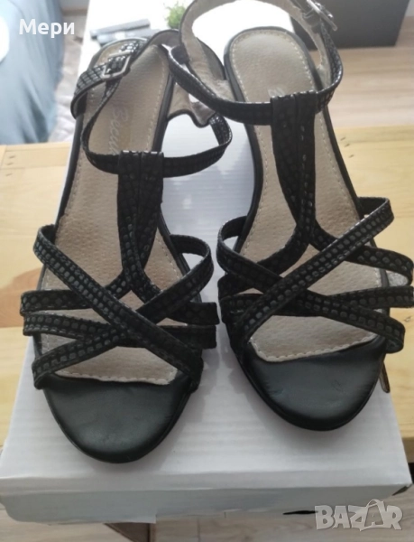 Дамски сандали с ток от естествена кожа, снимка 1