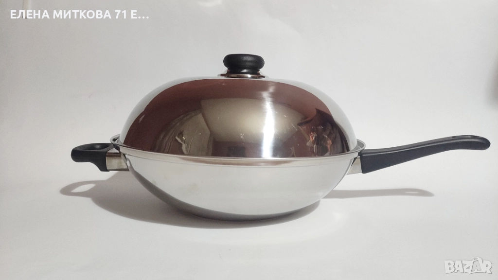 Уок тиган от неръждаема стомана с две дръжки, снимка 1