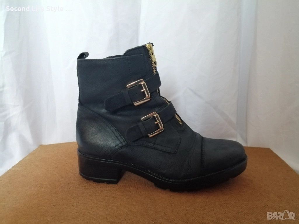 №38 дамски боти естествена кожа в черен цвят марка 5th Avenue, снимка 1