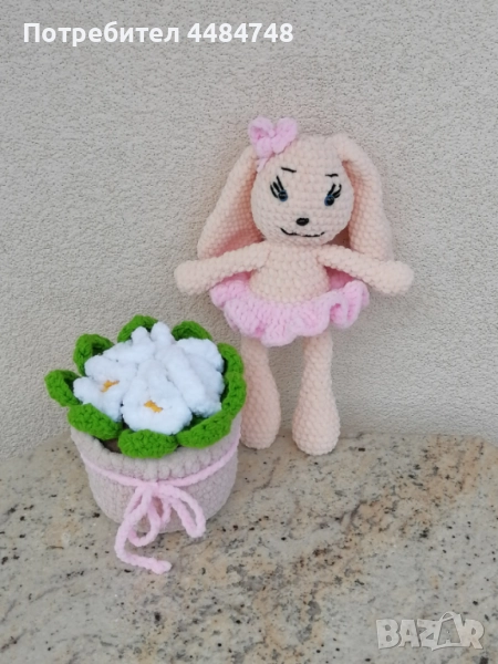 Плетена саксийка с теменужки, снимка 1