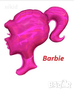 Barbie Барби розов лице кукла фолио фолиев хелий или въздух парти рожден ден, снимка 1