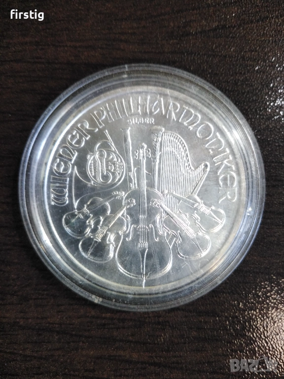 Сребърна монета Виенска Филхармония 31.1 грама , снимка 1
