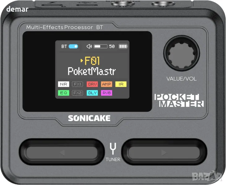 SONICAKE Pocket Master китарен бас усилвател OTG USB аудио интерфейс BT Audio 1.77" LCD цветен екран, снимка 1