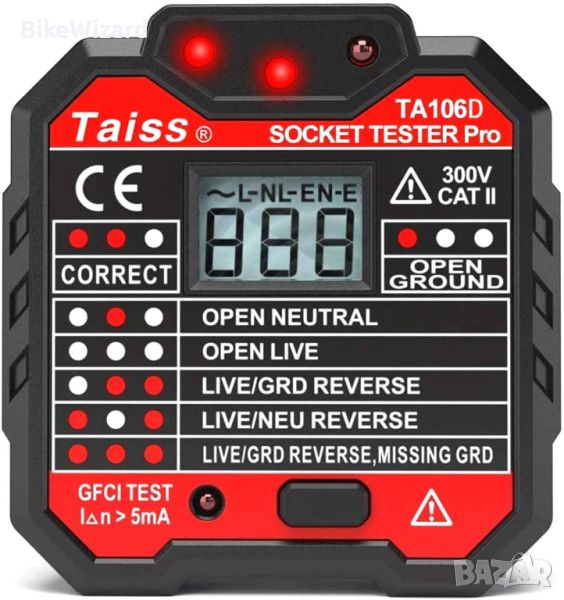 Taiss Тестер за ток, Тестер за контакти с индикатор за напрежение LCD дисплей 48-250V НОВ, снимка 1