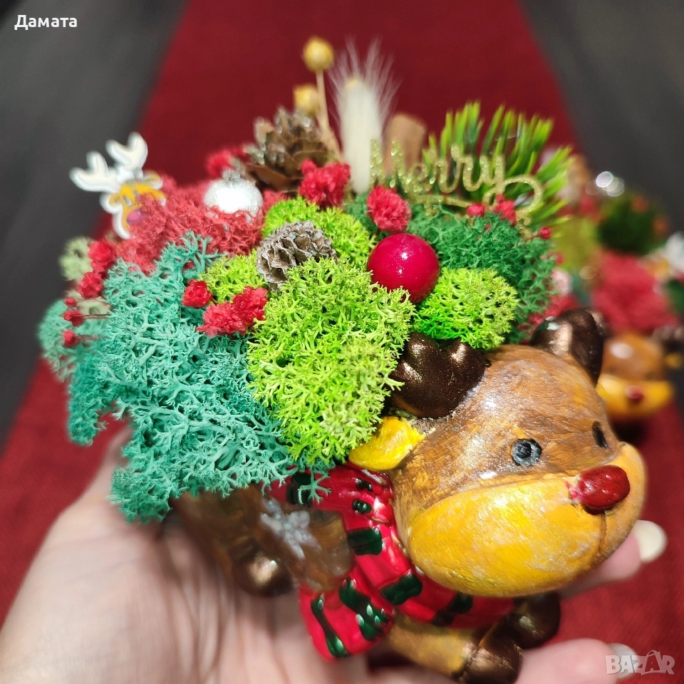 Коледни кашпи със скандинавски мъх , снимка 1