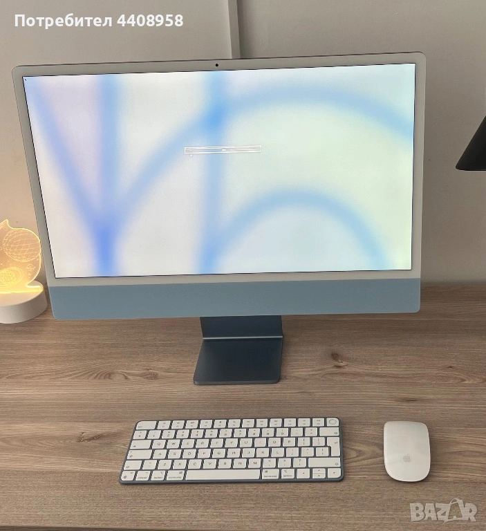 Apple iMac M1 24 инча, 8C CPU/8C GPU/8GB/256GB (син), снимка 1