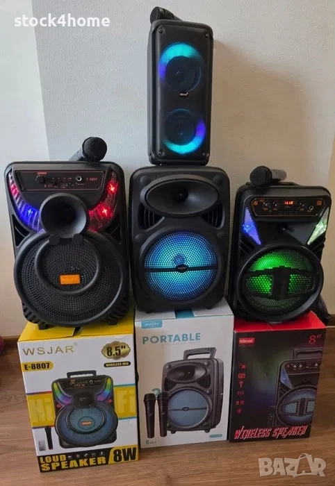 Преносима караоке тонколона с микрофон , 8W, RGB LED светлини, ДУ, Bluetooth, USB порт, TF/SD слот, снимка 1