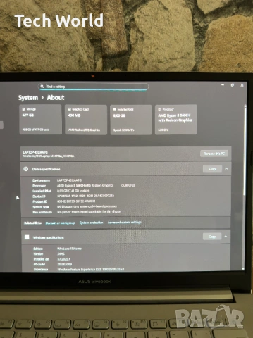OLED Лаптоп Asus Vivobook Pro OLED 14” AMD Ryzen 5600H, снимка 6 - Лаптопи за работа - 53583347