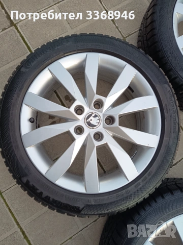 Джанти оригинални Шкода 17" 5х112 с гуми 205/50/17 Skoda Octavia, снимка 7 - Гуми и джанти - 53650056