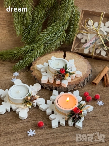 Коледен свещник “Снежинка”, снимка 4 - Декорация за дома - 52076427