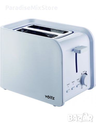 Тостер за хляб Voltz V51440E, 750W, 2 филийки, Бял Тостер за 2 филийки; Електронен контрол на запича, снимка 1 - Тостери - 45406087