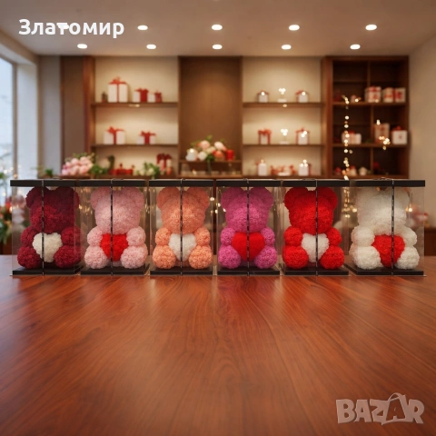 Мече от рози, 25см с подаръчна кутия в 3 цвята, снимка 2 - Декорация за дома - 53204310