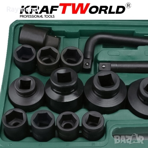 Камионджийско гедоре 26 части KraftWorld – 3/4″ & 1″, ударни вложки 21–65 мм, снимка 5 - Гедорета - 51465317