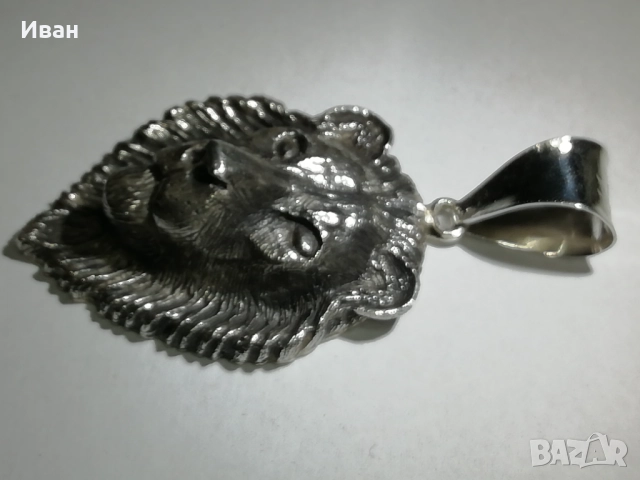 Сребърен медальон ЛЪВ , снимка 2 - Колиета, медальони, синджири - 48296604