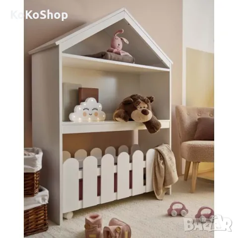 Детска етажерка Къщичка 30х87х114 см., етажерка за играчки и аксесоари