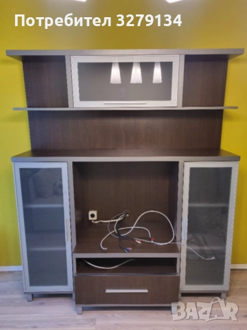 Модулна холна секция и витрина (венге и сребристо) – Отлично състояние