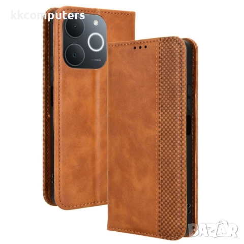 Кожен калъф с портфейл за Realme Note 70T / Realme C71| Ретро дизайн с магнит | Включен Протектор | , снимка 3 - Калъфи, кейсове - 52121130