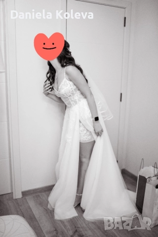 Булчински рокля с дълбока цепка и къси панталонки, снимка 4 - Рокли - 52513412