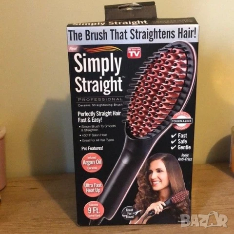 Четка за изправяне и изсушаване с LCD дисплей и 3D керамични цилиндри