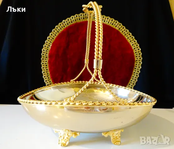 Позлатена фруктиера,кошница 24k Gold. , снимка 5 - Антикварни и старинни предмети - 47293684