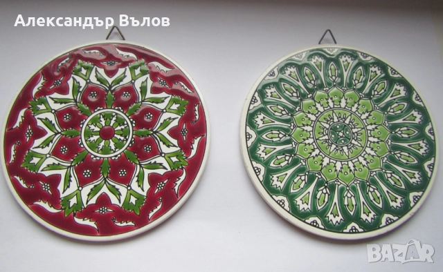 Две стари подложки за чаши или декорация за стена Pandora Ceramic ръчно направени гръцки, снимка 11 - Колекции - 51848070