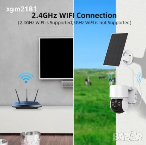 Соларна WIFI камера със соларен панел PTZ 360, 1080P, Full HD, цветно Hощно Bиждане, снимка 5 - IP камери - 46333588