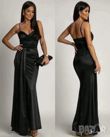 🌸Официални сатенени рокли с цепка  , снимка 4 - Рокли - 50622799