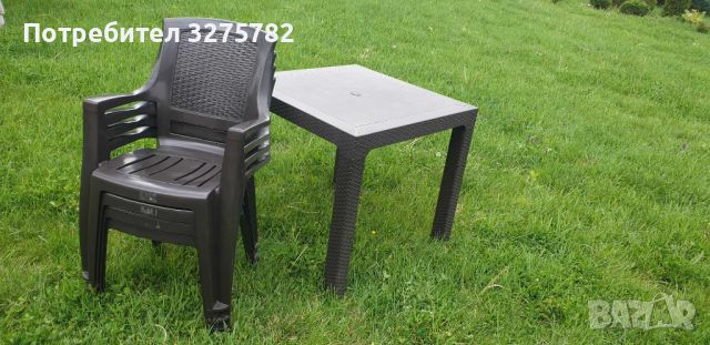 Продавам градински комплект - маса с 4 стола, снимка 4 - Градински мебели, декорация  - 45477511