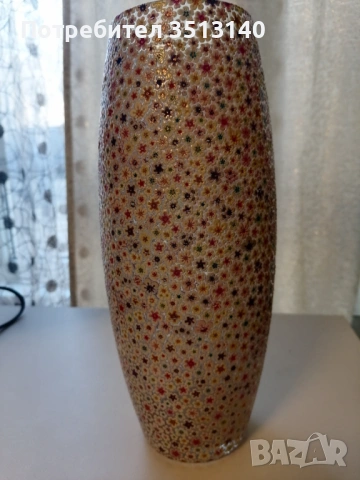 Стъклена ваза ръчно декорирана 26 см, снимка 2 - Декорация за дома - 53778198