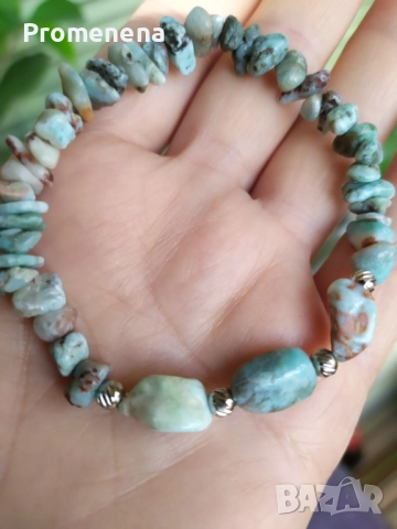 Гривна от естествен Ларимар, снимка 11 - Гривни - 51395206
