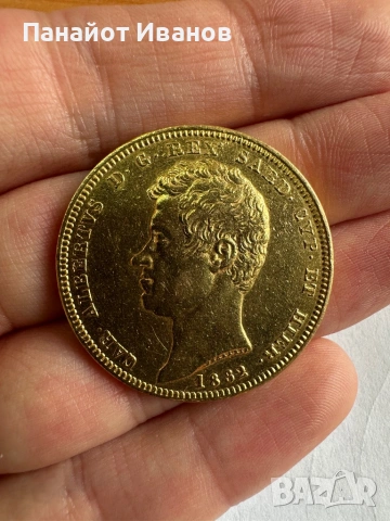 Златна монета Италия Сардиния 100 лири 100 франка 100 лева злато материал инвестиция