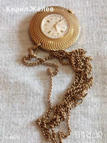 Стар часовник тип колие Чайка СССР позлатен много красив за КОЛЕКЦИЯ 53761, снимка 6 - Антикварни и старинни предмети - 53676451