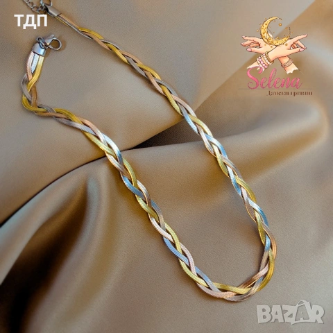 Комплект от медицинска стомана колие и гривна "Плетеница" , снимка 7 - Колиета, медальони, синджири - 53677991