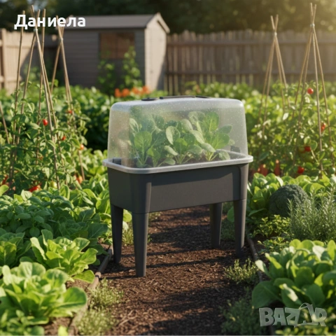 Сива оранжерийна маса с капак - здрава и практична, снимка 2 - Оранжерии - 53618389