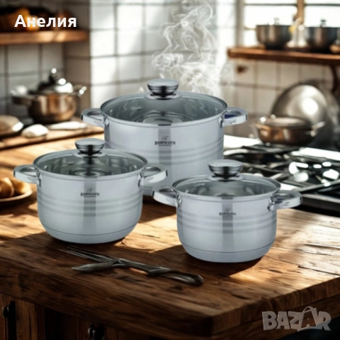 Комплект тенджери от неръждаема стомана 6 части, снимка 3 - Съдове за готвене - 52449462